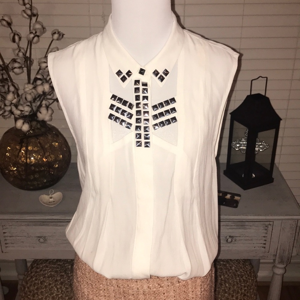 COPY - Rachel Roy Studded White Collar Blouse!